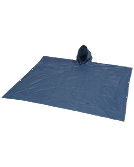 Adjustable rain poncho with pouch